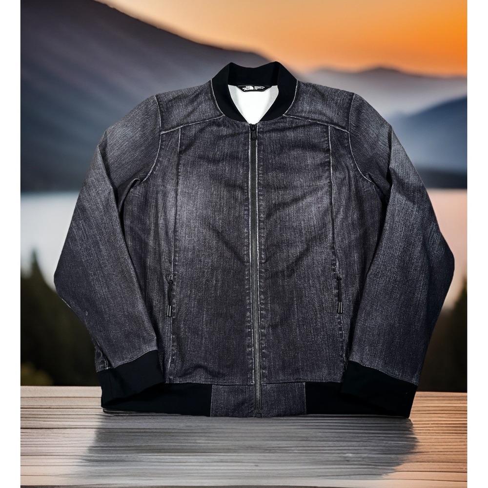 The North Face TNF Indigo Knit‎ Jacket Women's Large Lightweight Stretch Bomber